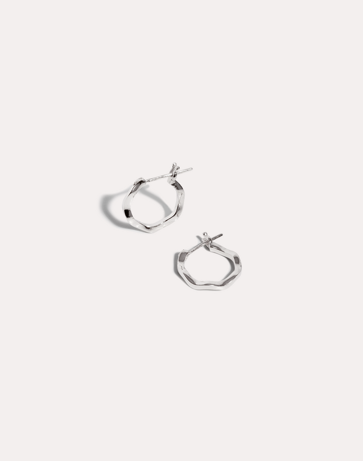 Wavy Silver Hoop Earrings